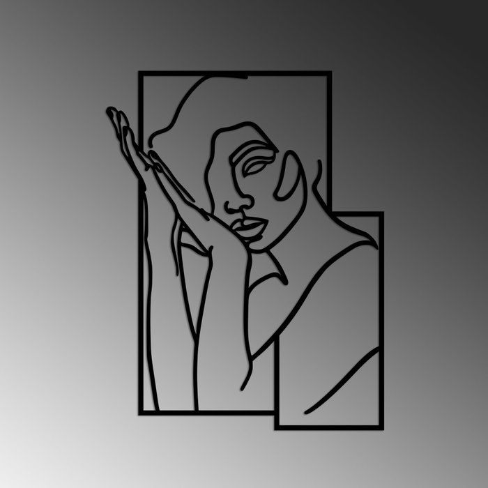 Wallity Woman 2 - M Escultura de Pared de Metal Negra